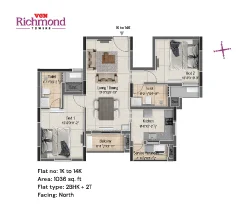 vgn richmond towers floor plan - k block 1 to 14th floor